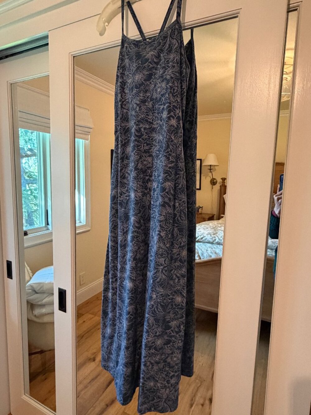 Pact Navy Blue Floral Midi Slip Dress